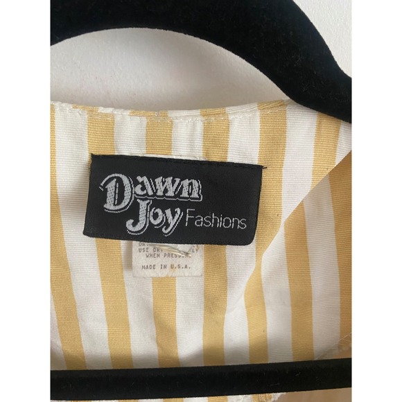 Dawn Joy Fashions Vintage 80s Yellow White Striped Blazer Shoulder Pads Size 8 - Picture 4 of 9